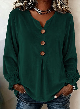 Bluse Damen mit V-Ausschnitt und Knopfleiste - J&B - 3 - Jasminaboutique.com
