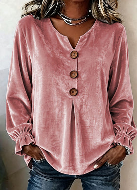Bluse Damen mit V-Ausschnitt und Knopfleiste - J&B - 4 - Jasminaboutique.com