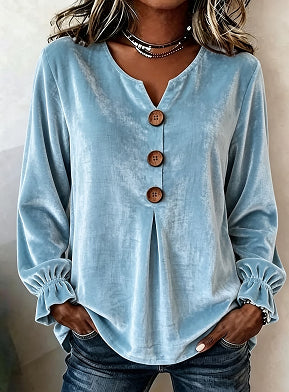 Bluse Damen mit V-Ausschnitt und Knopfleiste - J&B - 5 - Jasminaboutique.com