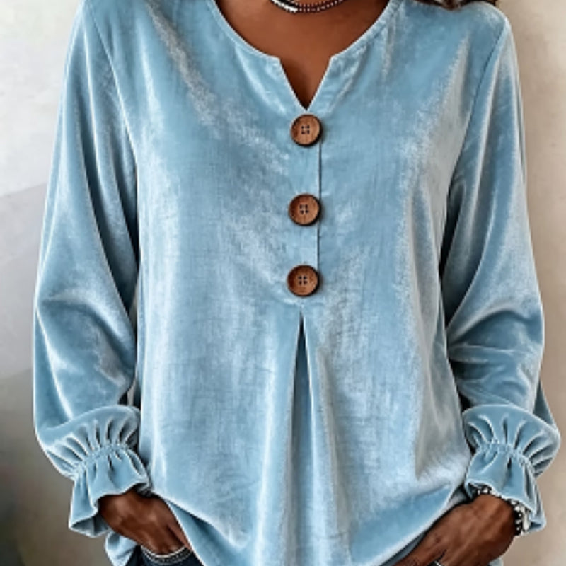 Bluse Damen mit V-Ausschnitt und Knopfleiste - J&B - 6 - Jasminaboutique.com