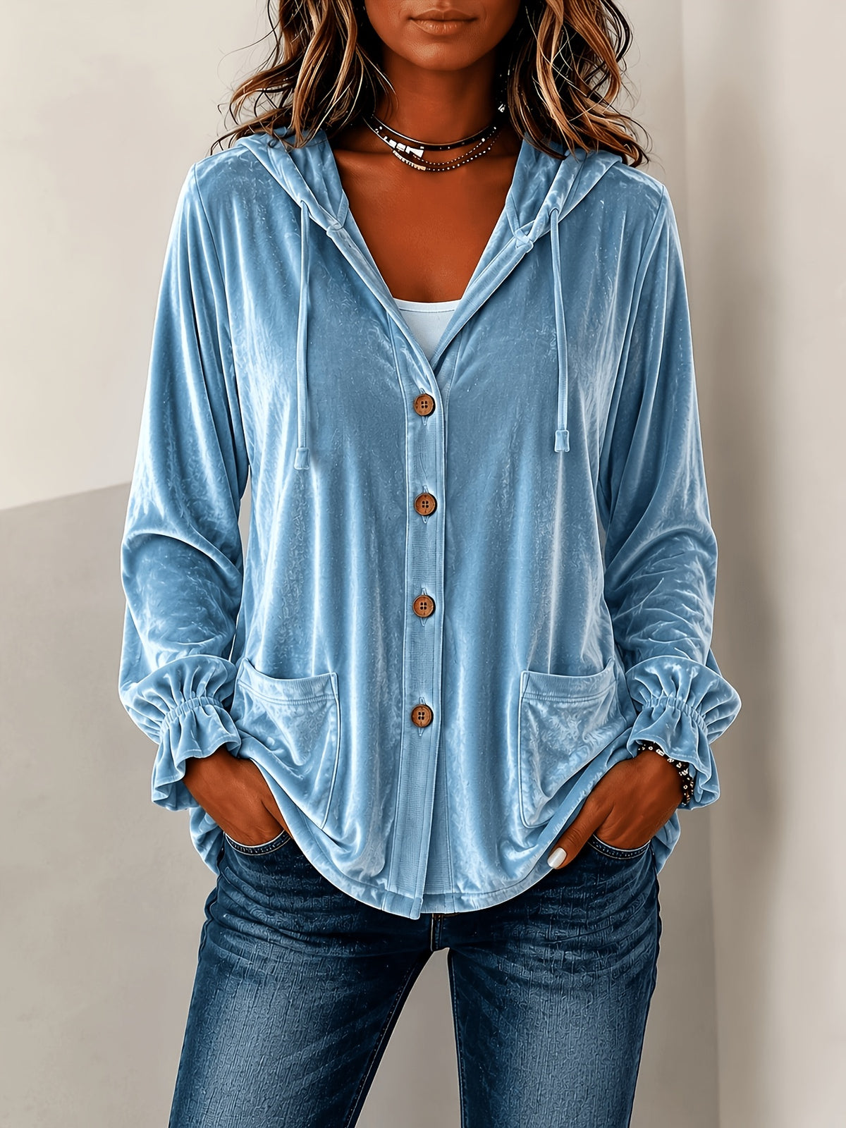 Jacket Damen mit Kapuze und Knopfverschluss - J&B - 1 - Jasminaboutique.com