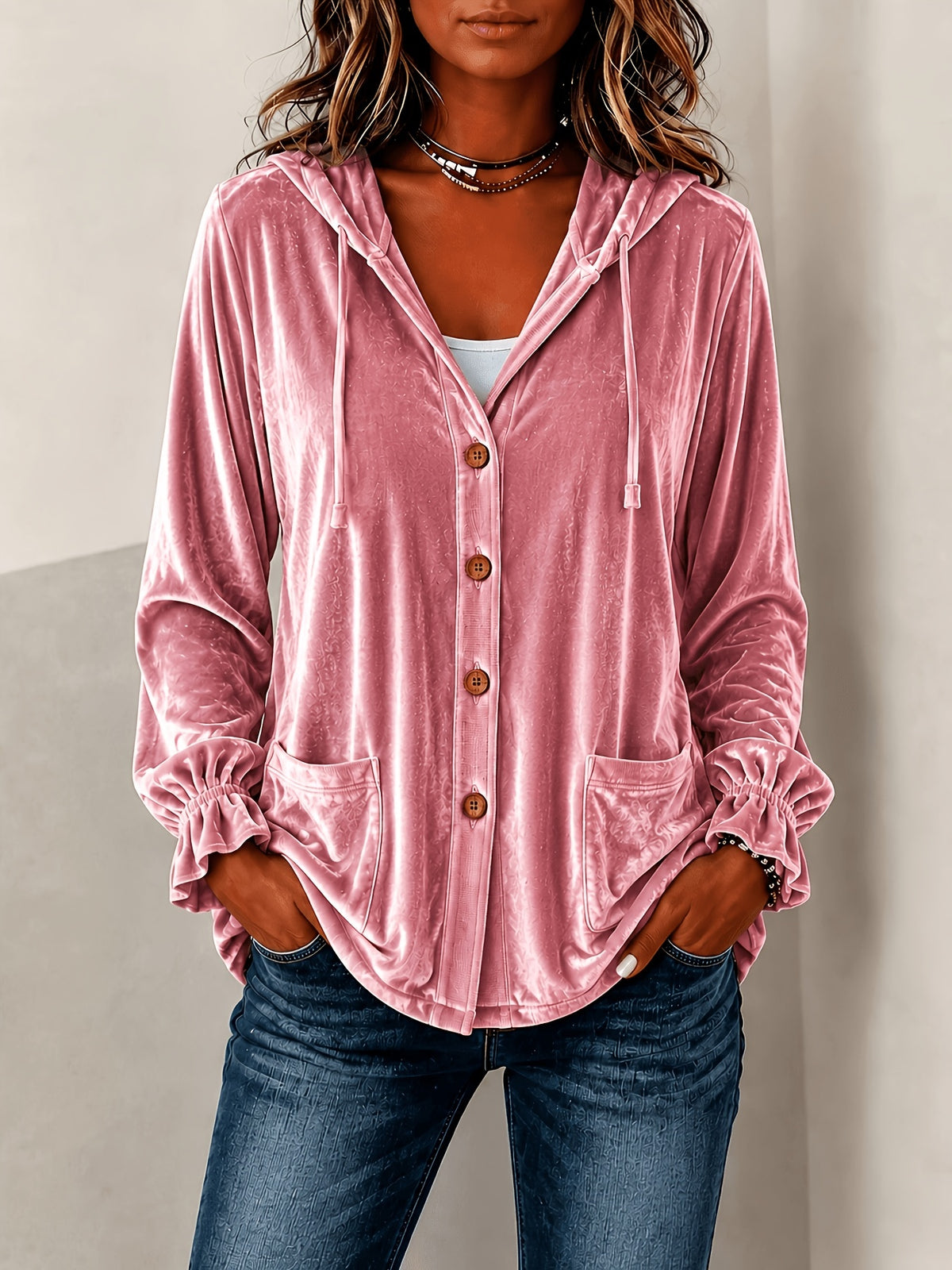 Jacket Damen mit Kapuze und Knopfverschluss - J&B - 4 - Jasminaboutique.com