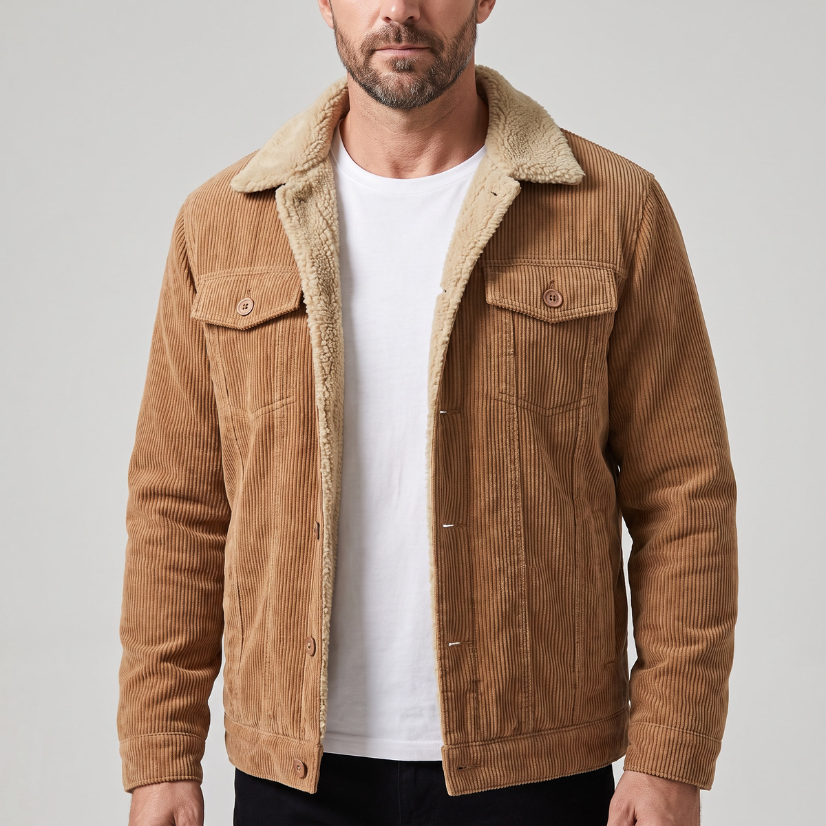 Jacket Herren mit Sherpa-Kragen und Taschen - J&B - 1 - Jasminaboutique.com