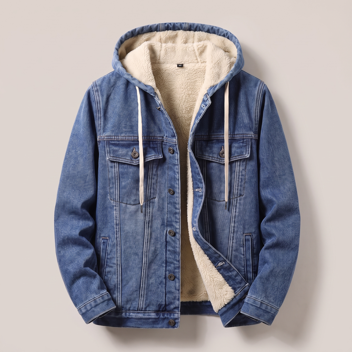 Jeansjacke Herren mit Kapuze und Sherpa-Futter - J&B - 6 - Jasminaboutique.com