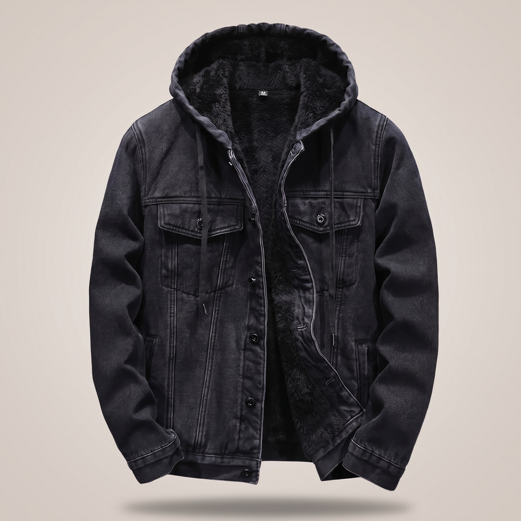 Jeansjacke Herren mit Kapuze und Sherpa-Futter - J&B - 7 - Jasminaboutique.com