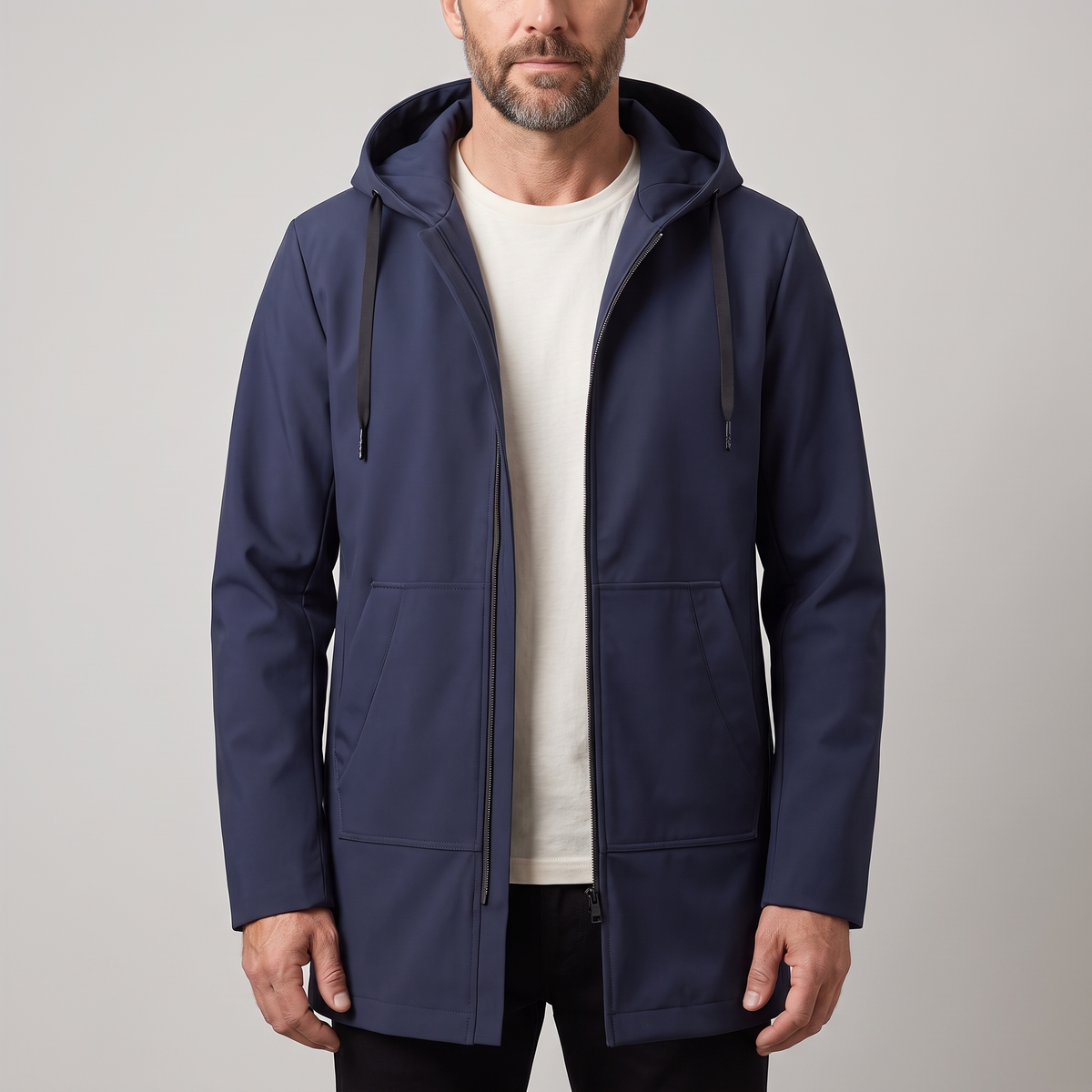 Jacket Herren mit verstellbarem Kapuzenkragen und praktischen Taschen - J&B - 1 - Jasminaboutique.com