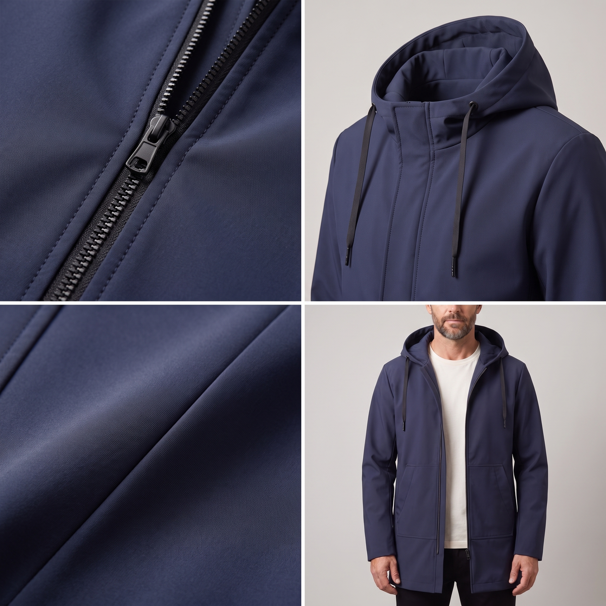 Jacket Herren mit verstellbarem Kapuzenkragen und praktischen Taschen - J&B - 7 - Jasminaboutique.com