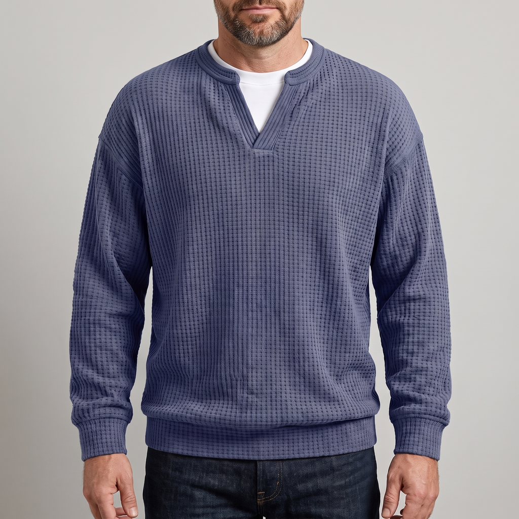 Pullover Herren mit V-Ausschnitt und strukturiertem Design - J&B - 1 - Jasminaboutique.com