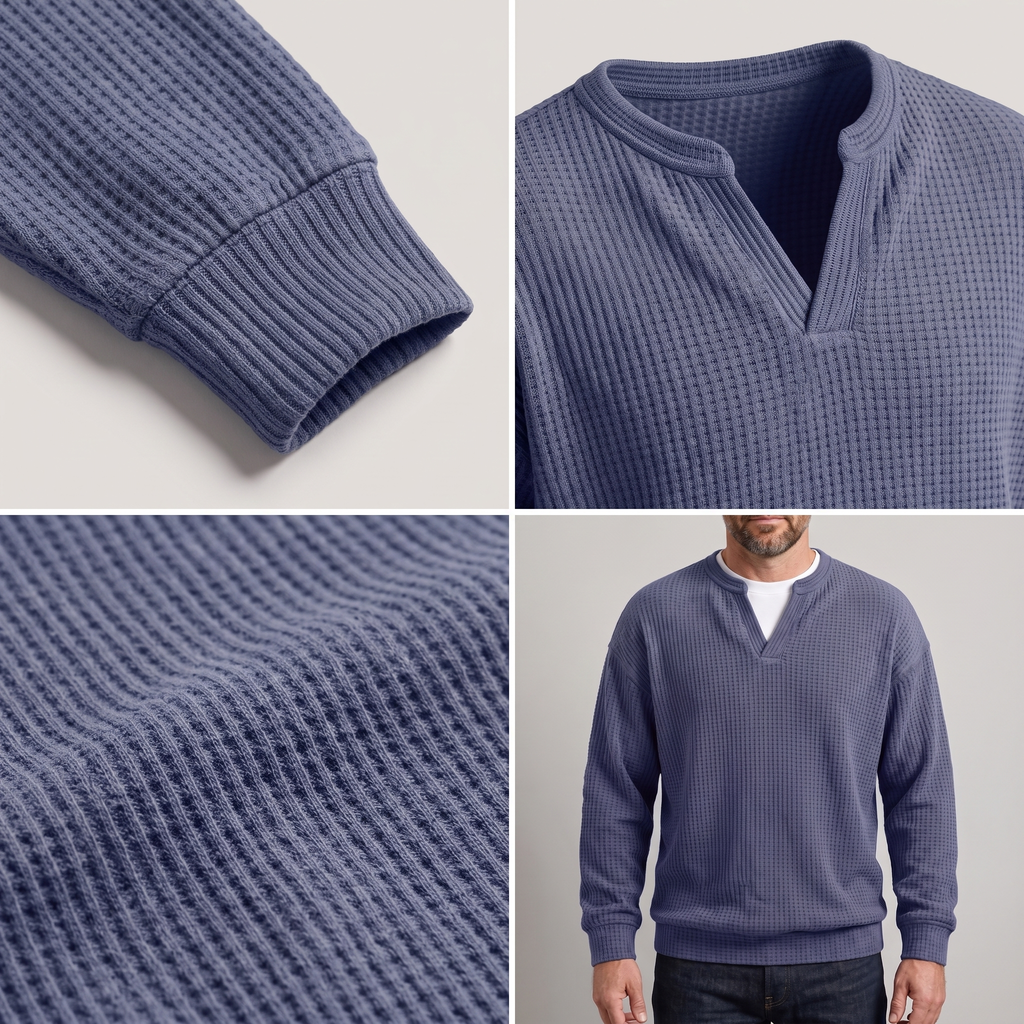 Pullover Herren mit V-Ausschnitt und strukturiertem Design - J&B - 5 - Jasminaboutique.com