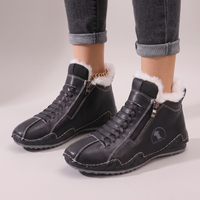 Boots Damen mit seitlichem Reißverschluss und flauschigem Futter - J&B - 1 - Jasminaboutique.com
