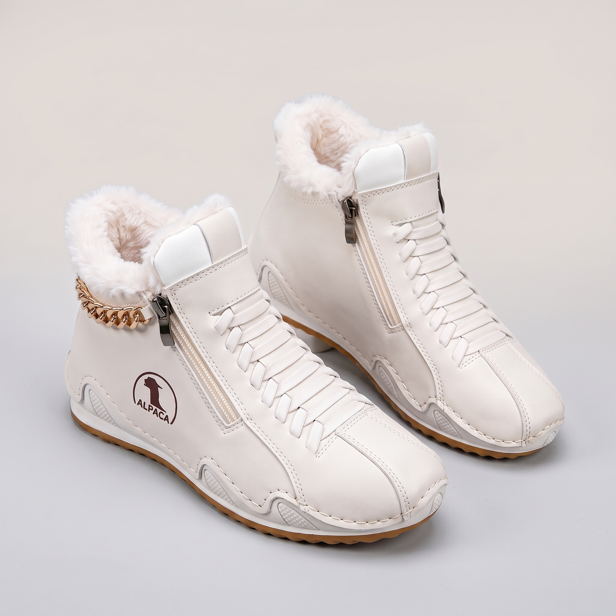 Boots Damen mit seitlichem Reißverschluss und flauschigem Futter - J&B - 5 - Jasminaboutique.com