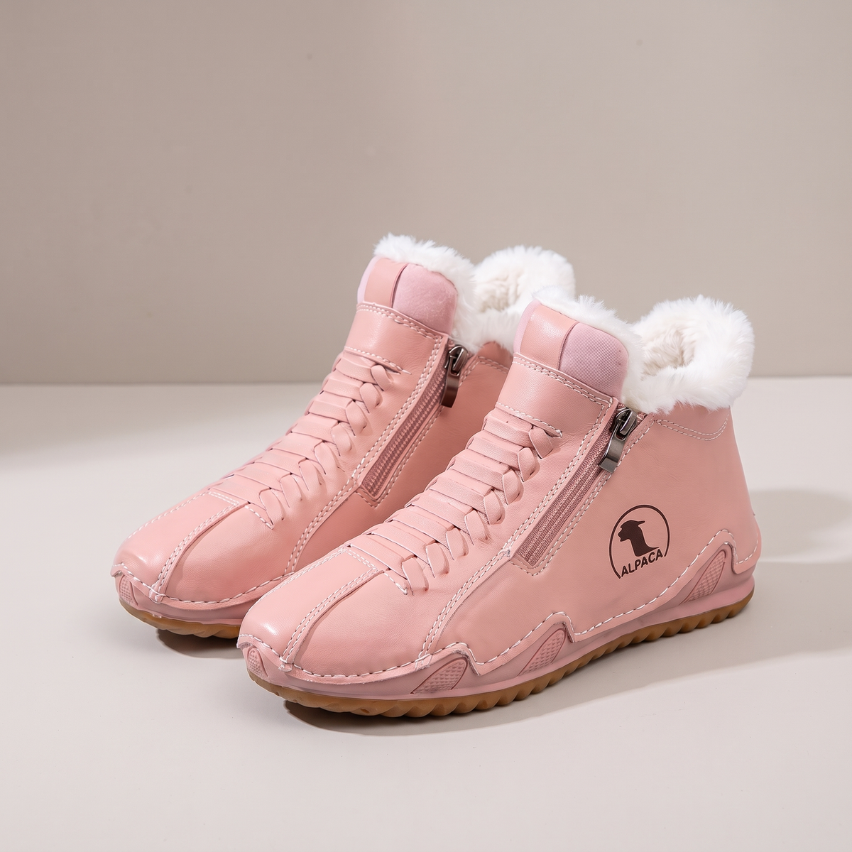Boots Damen mit seitlichem Reißverschluss und flauschigem Futter - J&B - 6 - Jasminaboutique.com
