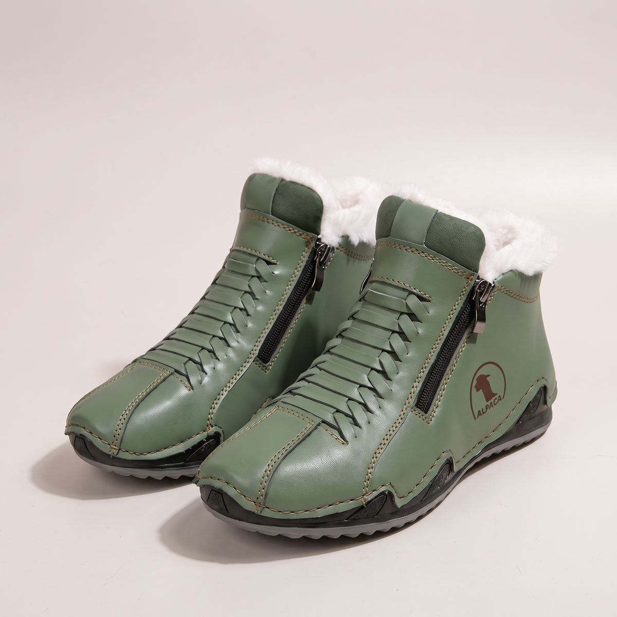Boots Damen mit seitlichem Reißverschluss und flauschigem Futter - J&B - 7 - Jasminaboutique.com