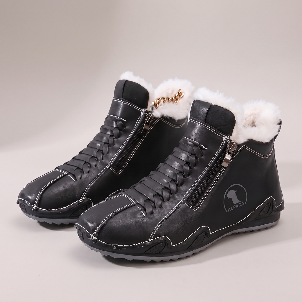Boots Damen mit seitlichem Reißverschluss und flauschigem Futter - J&B - 10 - Jasminaboutique.com