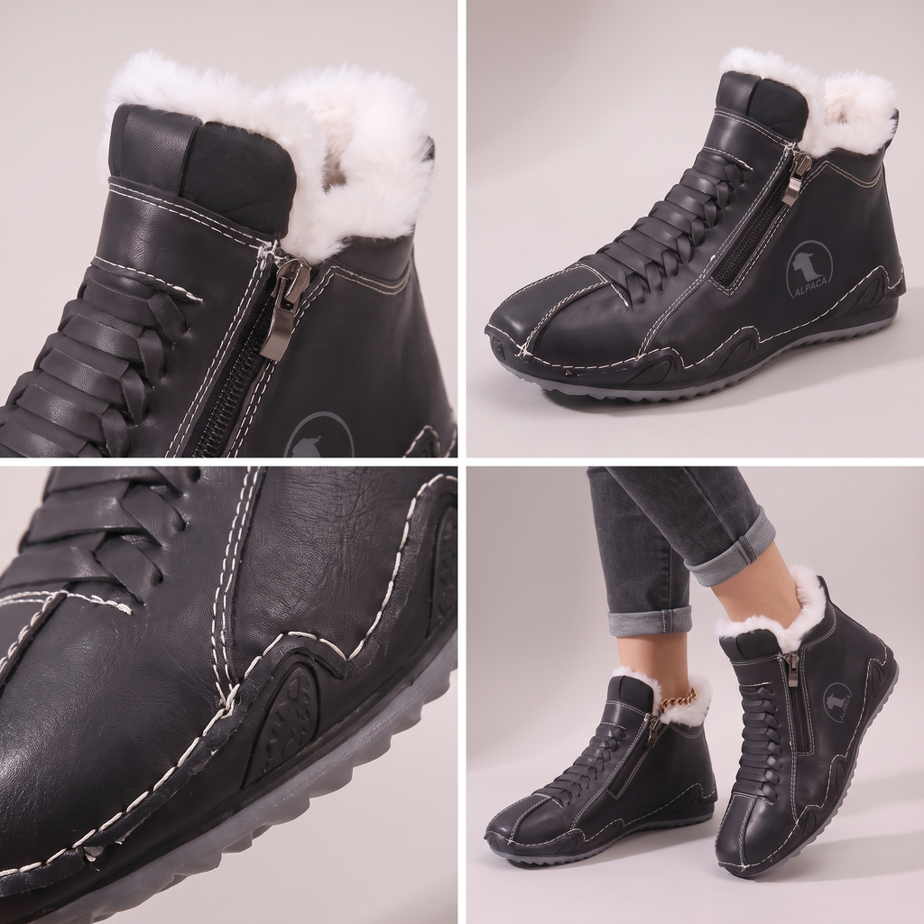 Boots Damen mit seitlichem Reißverschluss und flauschigem Futter - J&B - 12 - Jasminaboutique.com
