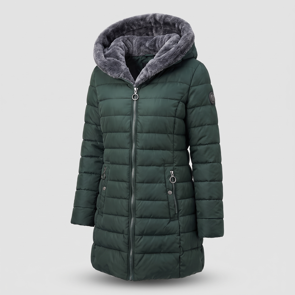Winterjacke Damen mit Kapuze und durchgehendem Reißverschluss - J&B - 4 - Jasminaboutique.com