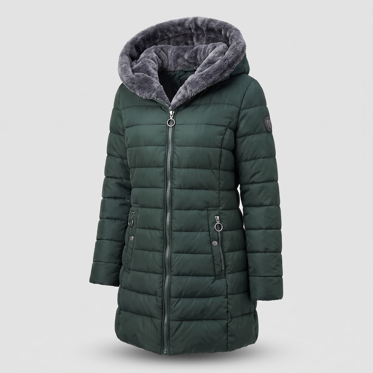 Winterjacke Damen mit Kapuze und durchgehendem Reißverschluss - J&B - 4 - Jasminaboutique.com