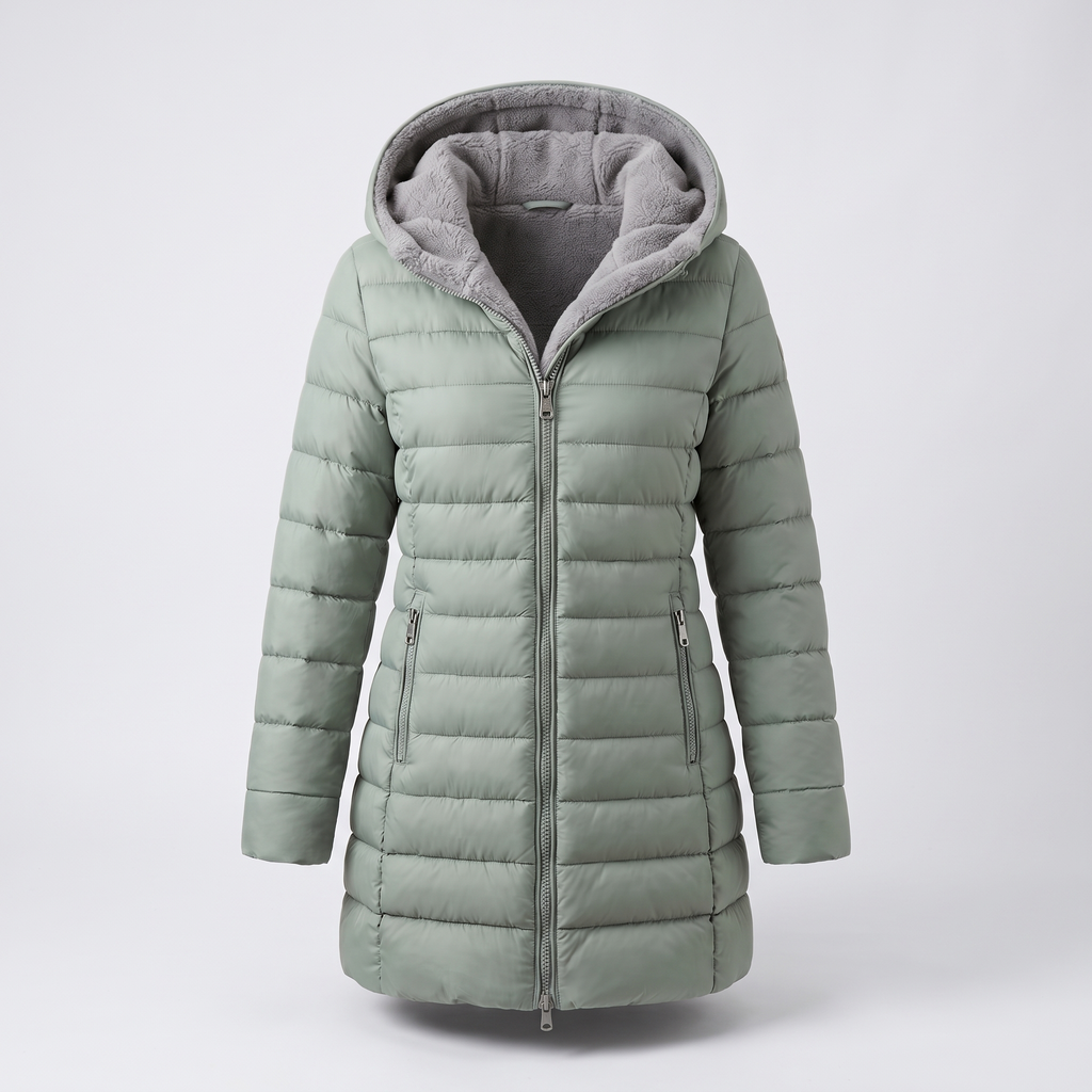 Winterjacke Damen mit Kapuze und durchgehendem Reißverschluss - J&B - 6 - Jasminaboutique.com