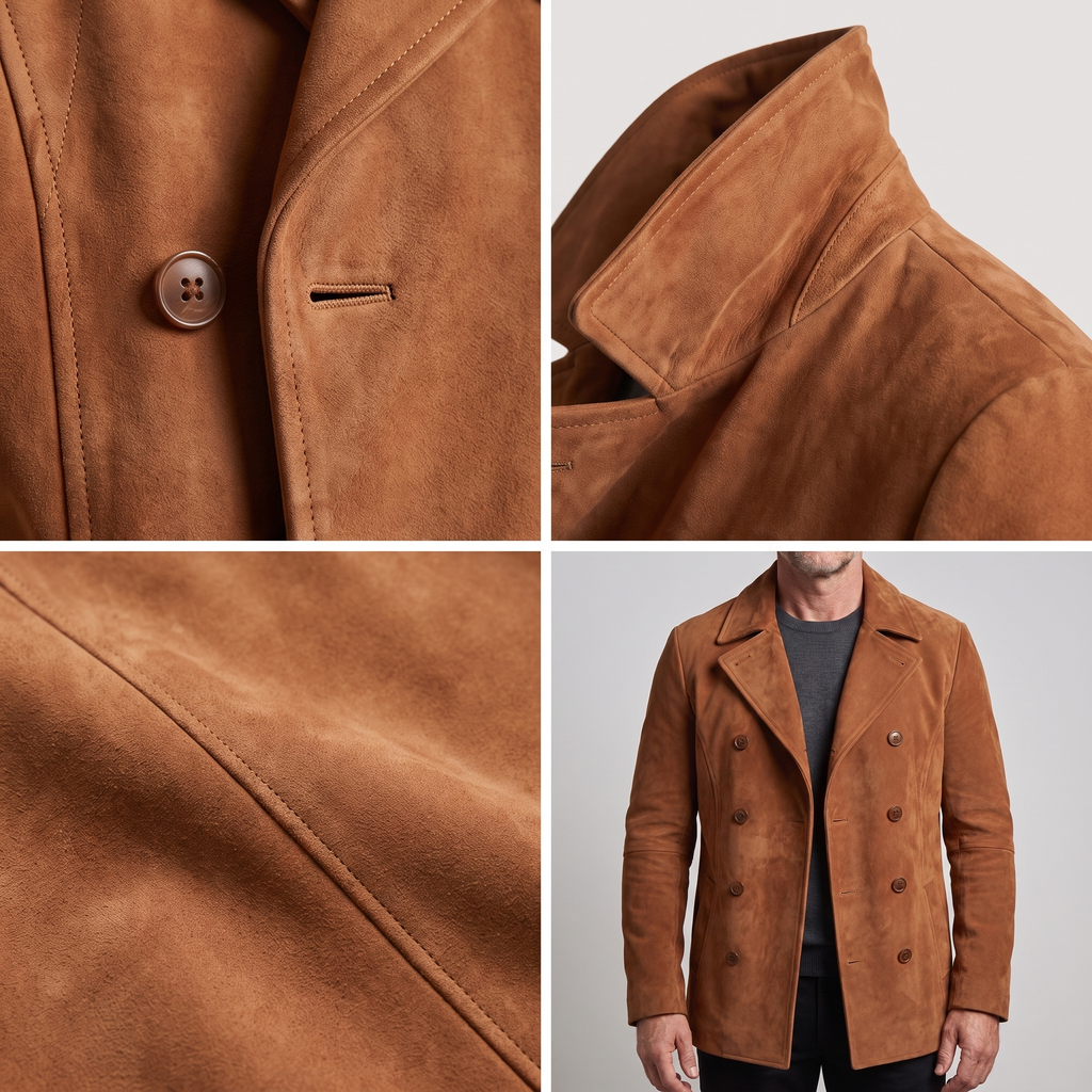 Herren Mantel mit doppelter Knopfleiste und strukturiertem Revers - J&B - 8 - Jasminaboutique.com