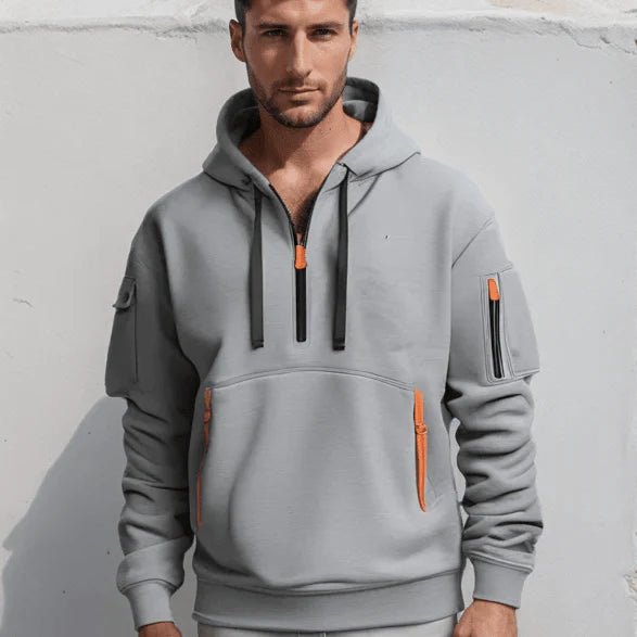 Hoodie Herren mit funktionalen Taschen und Kapuze - J&B - 1 - Jasminaboutique.com