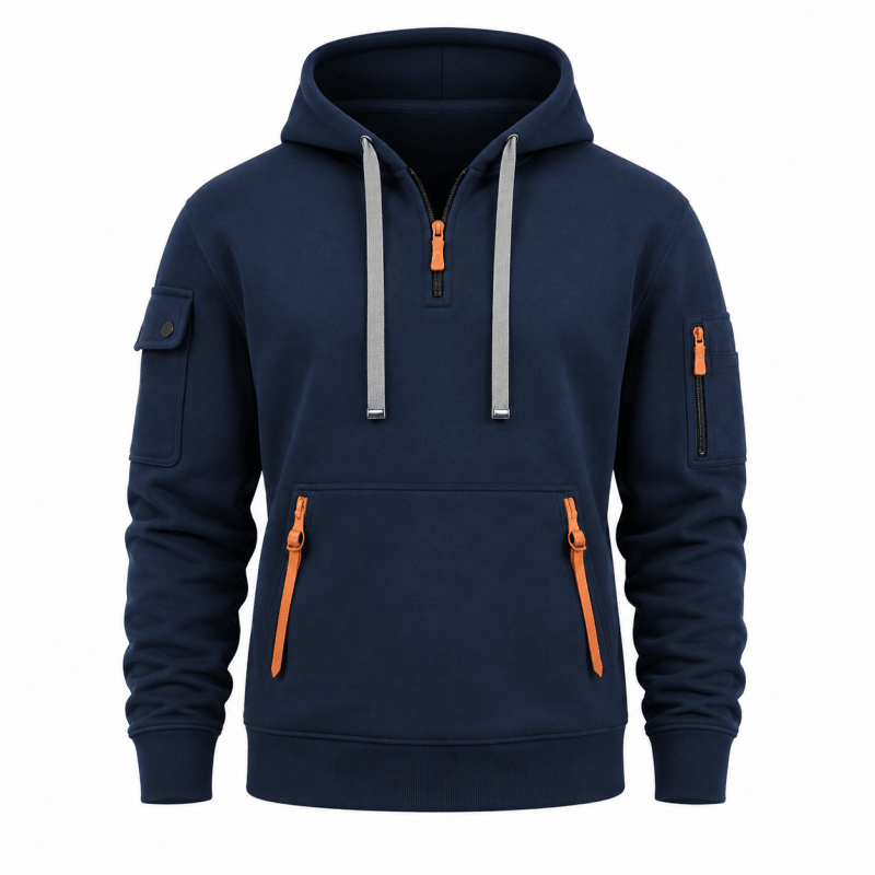 Hoodie Herren mit funktionalen Taschen und Kapuze - J&B - 2 - Jasminaboutique.com