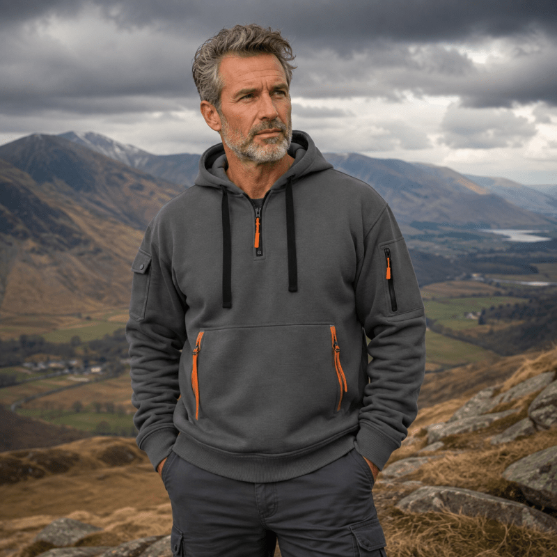 Hoodie Herren mit funktionalen Taschen und Kapuze - J&B - 3 - Jasminaboutique.com