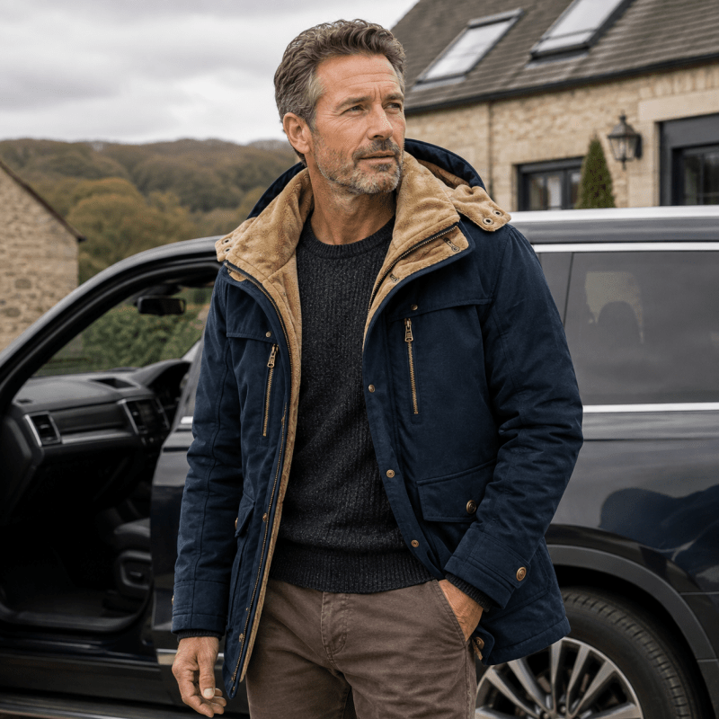 Jacke Herren mit Kapuze und praktischen Taschen - J&B - 8 - Jasminaboutique.com