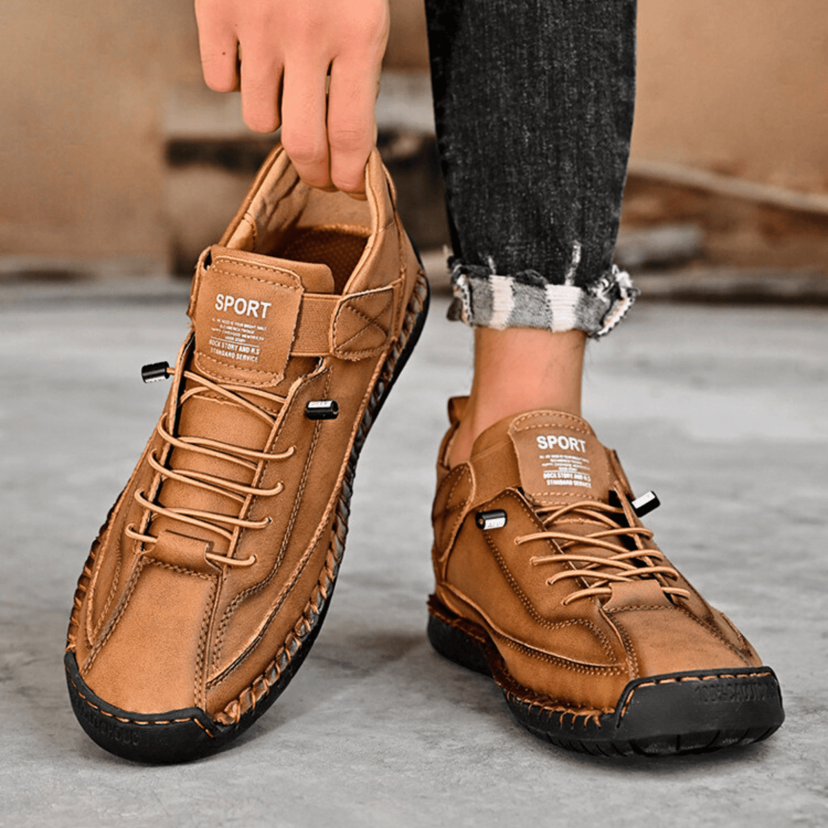 Sneaker Herren mit sportlichem Schnitt und praktischem Klettverschluss - J&B - 18 - Jasminaboutique.com