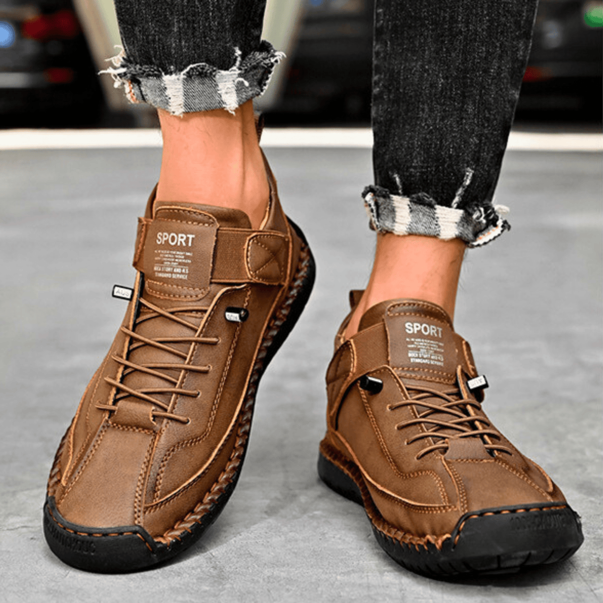 Sneaker Herren mit sportlichem Schnitt und praktischem Klettverschluss - J&B - 21 - Jasminaboutique.com