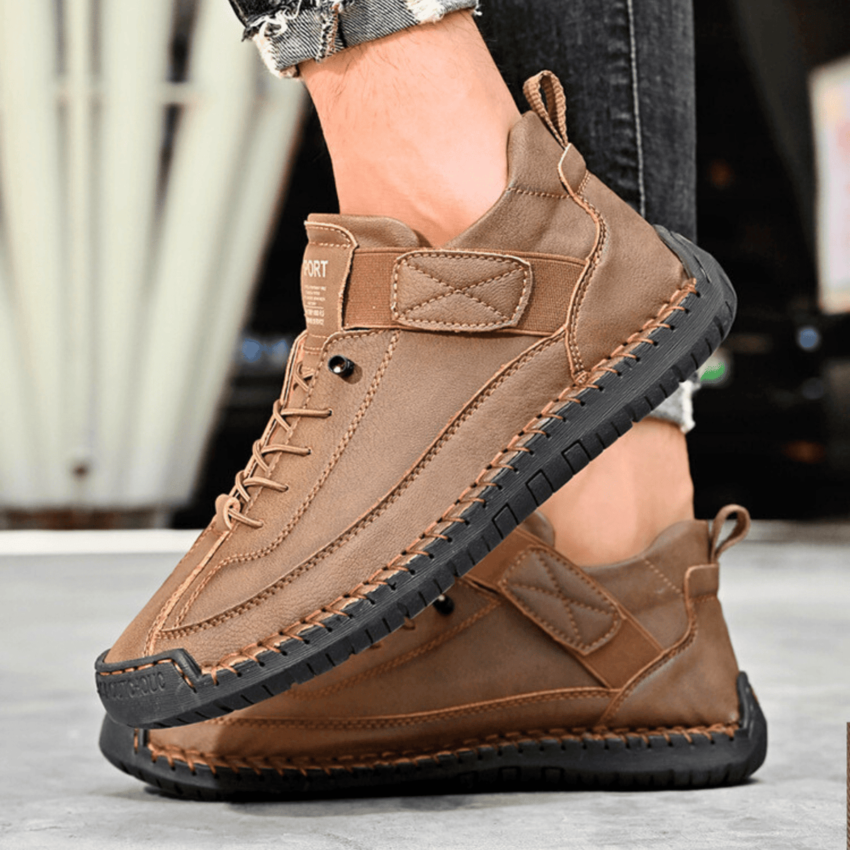 Sneaker Herren mit sportlichem Schnitt und praktischem Klettverschluss - J&B - 22 - Jasminaboutique.com