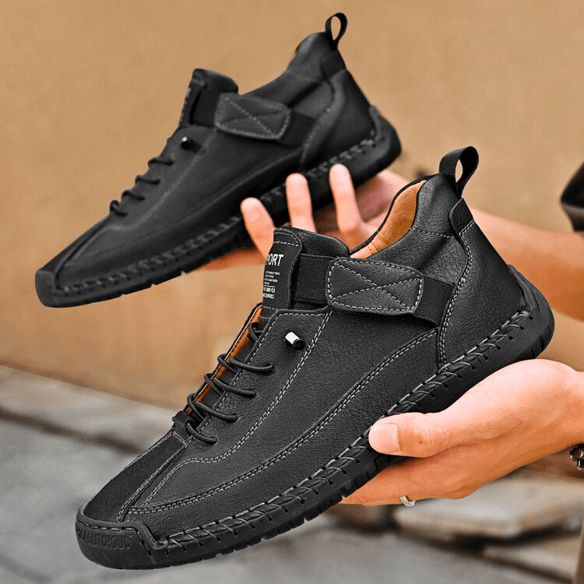 Sneaker Herren mit sportlichem Schnitt und praktischem Klettverschluss - J&B - 25 - Jasminaboutique.com