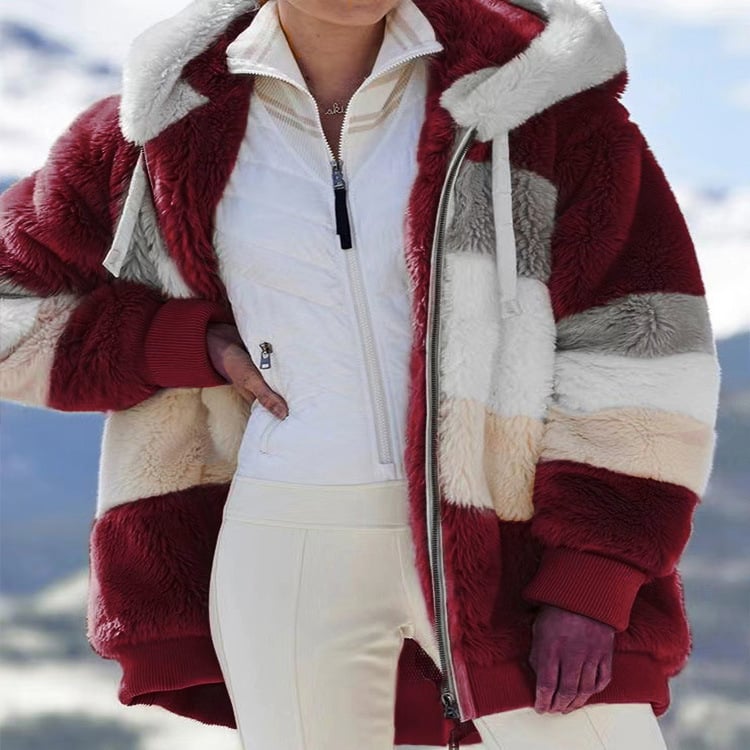 Faux Fur Coat Damen Oversized Schnitt mit Kapuze - J&B - 7 - Jasminaboutique.com