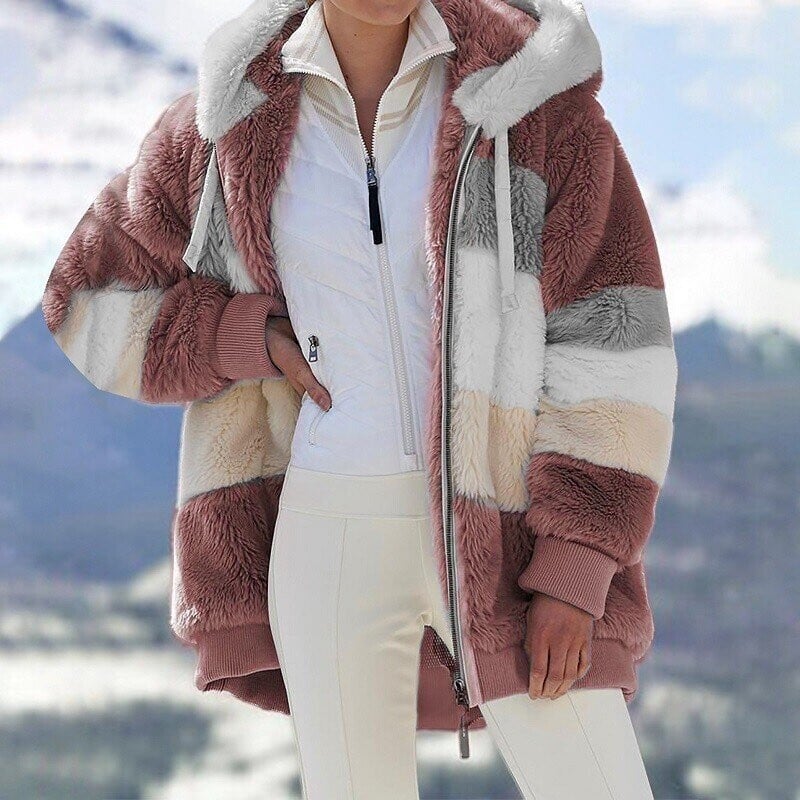 Faux Fur Coat Damen Oversized Schnitt mit Kapuze - J&B - 8 - Jasminaboutique.com