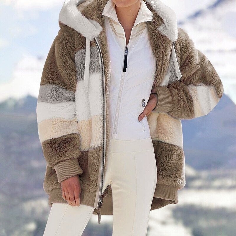 Faux Fur Coat Damen Oversized Schnitt mit Kapuze - J&B - 11 - Jasminaboutique.com
