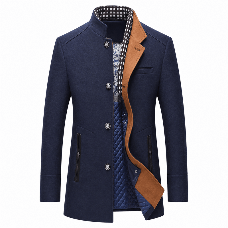 Herren Mantel mit modernem Schnitt und abnehmbarem Kragen - J&B - 2 - Jasminaboutique.com