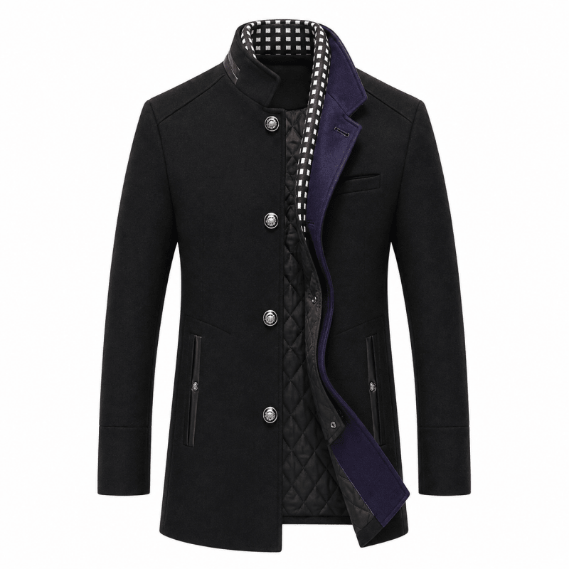 Herren Mantel mit modernem Schnitt und abnehmbarem Kragen - J&B - 4 - Jasminaboutique.com