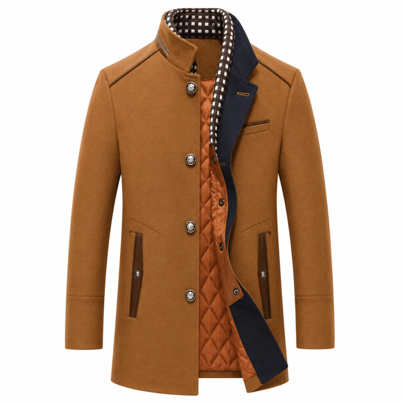 Herren Mantel mit modernem Schnitt und abnehmbarem Kragen - J&B - 6 - Jasminaboutique.com