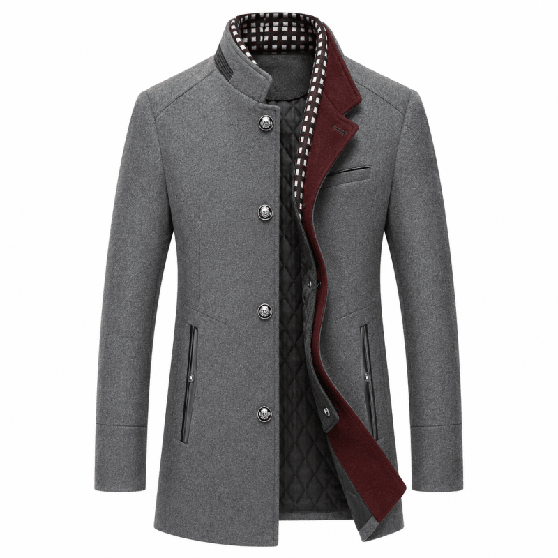 Herren Mantel mit modernem Schnitt und abnehmbarem Kragen - J&B - 7 - Jasminaboutique.com