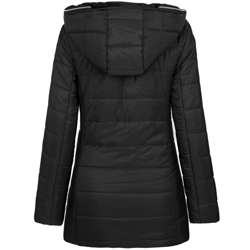 Damen Wintermantel mit Kapuze und Mid-Length Schnitt - J&B - 2 - Jasminaboutique.com