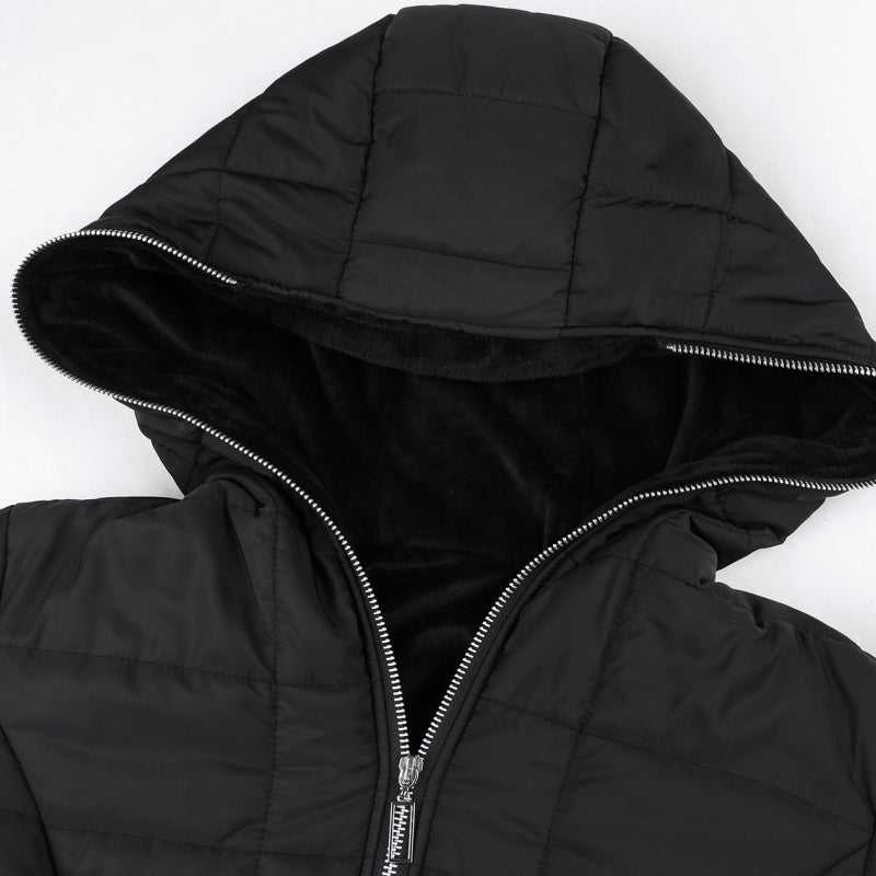 Damen Wintermantel mit Kapuze und Mid-Length Schnitt - J&B - 9 - Jasminaboutique.com