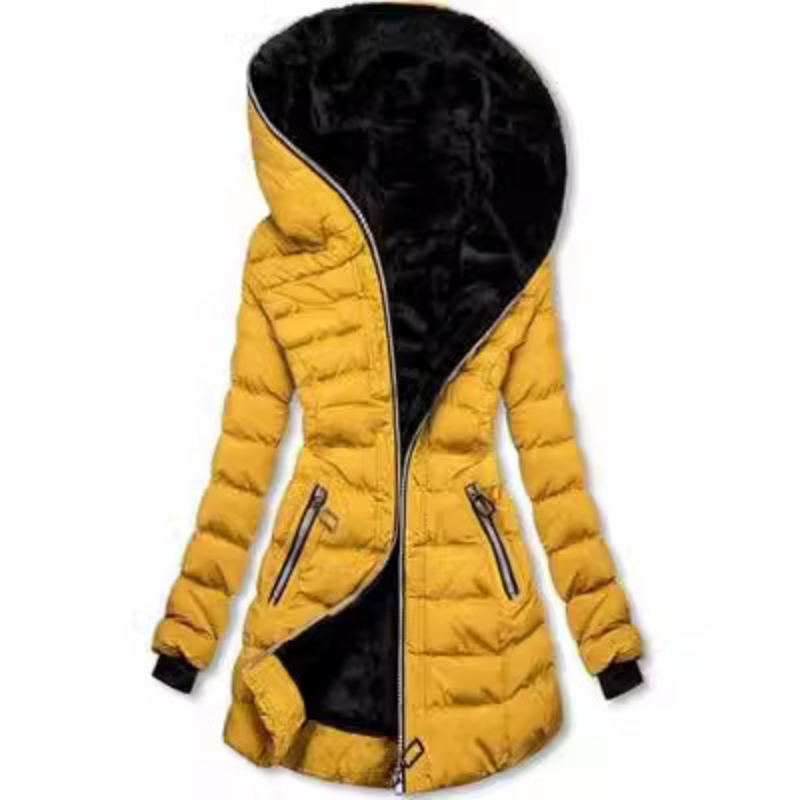 Damen Wintermantel mit Kapuze und Mid-Length Schnitt - J&B - 10 - Jasminaboutique.com
