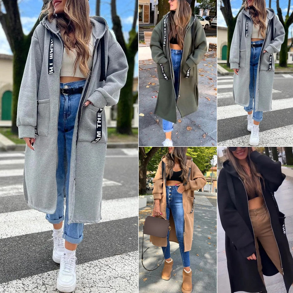 Hoodie Damen mit langen Schnitt und praktischen Taschen - J&B - 1 - Jasminaboutique.com