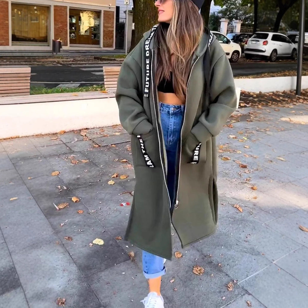 Hoodie Damen mit langen Schnitt und praktischen Taschen - J&B - 4 - Jasminaboutique.com