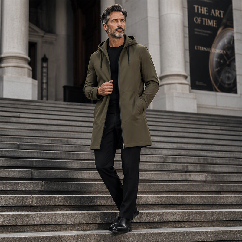 Jacke Herren mit Kapuze – Mid-Länge für eleganten Schutz - J&B - 8 - Jasminaboutique.com