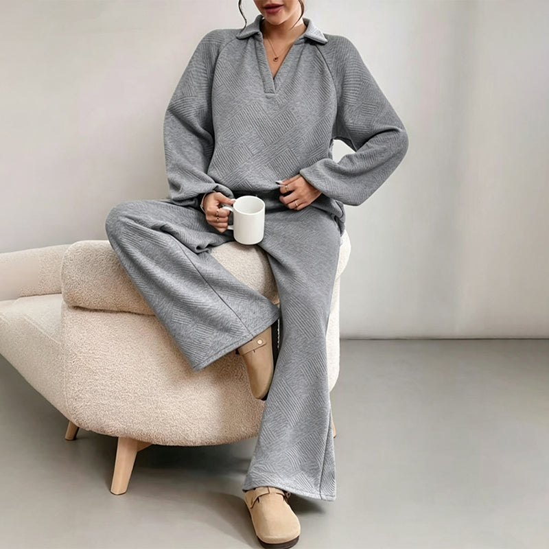 Zweiteiliges Set Damen mit lässigem Schnitt und weitem Bein - J&B - 1 - Jasminaboutique.com