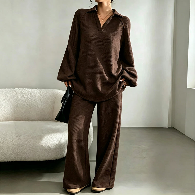 Zweiteiliges Set Damen mit lässigem Schnitt und weitem Bein - J&B - 4 - Jasminaboutique.com
