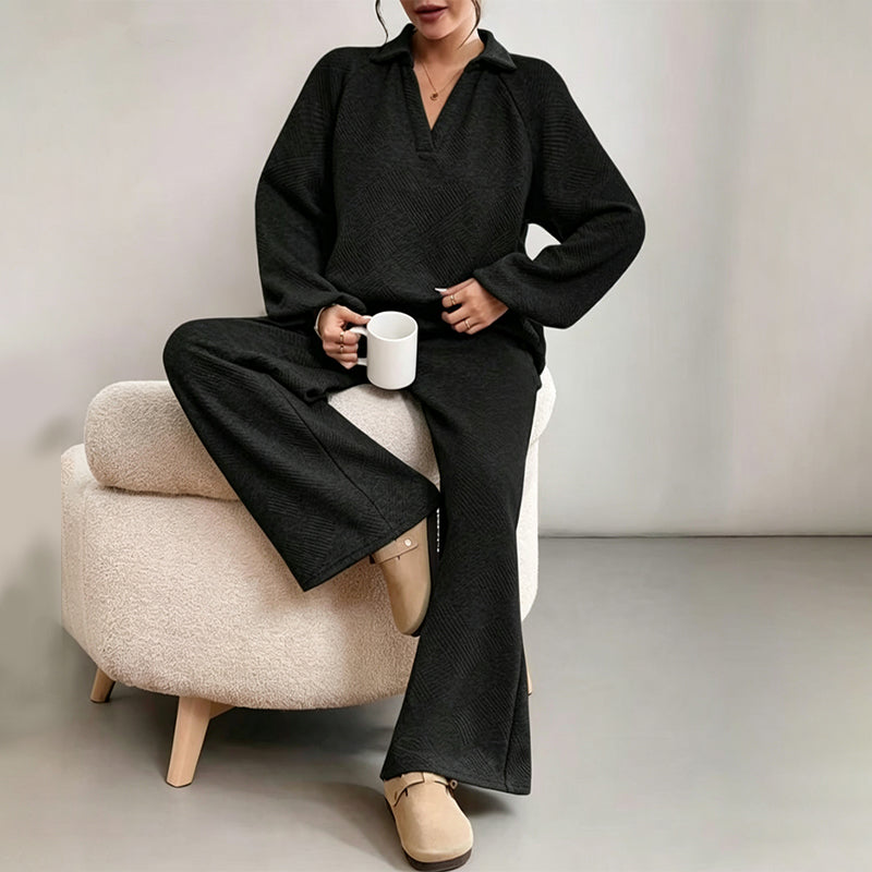 Zweiteiliges Set Damen mit lässigem Schnitt und weitem Bein - J&B - 6 - Jasminaboutique.com