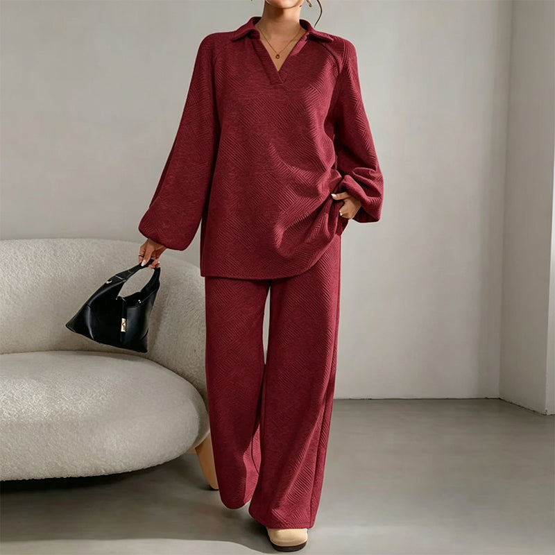 Zweiteiliges Set Damen mit lässigem Schnitt und weitem Bein - J&B - 7 - Jasminaboutique.com