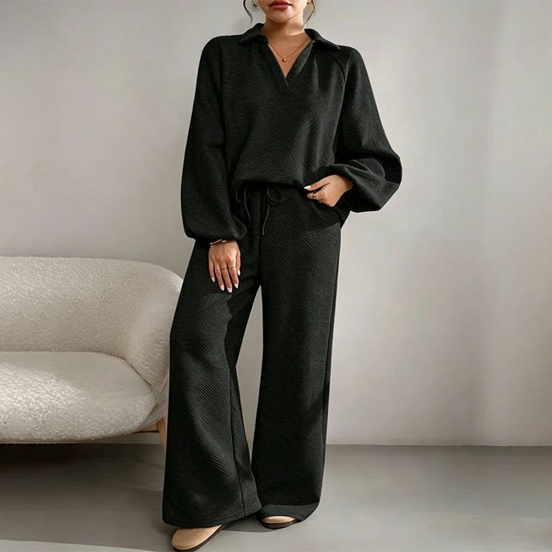Zweiteiliges Set Damen mit lässigem Schnitt und weitem Bein - J&B - 8 - Jasminaboutique.com