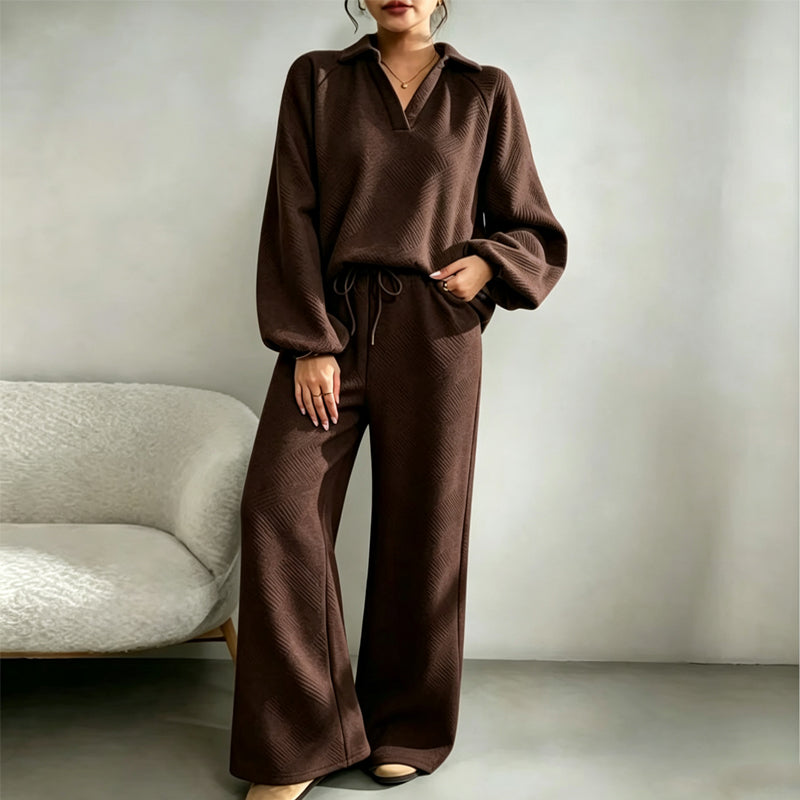 Zweiteiliges Set Damen mit lässigem Schnitt und weitem Bein - J&B - 12 - Jasminaboutique.com